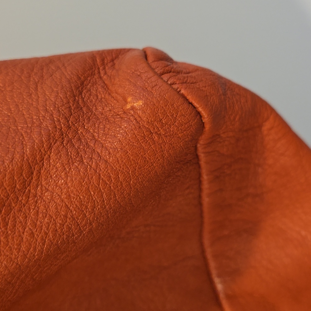 Nardelli Womens Italy Made Orange Large Shoulder Bag Tote Purse Handbag Leather - Picture 8 of 12